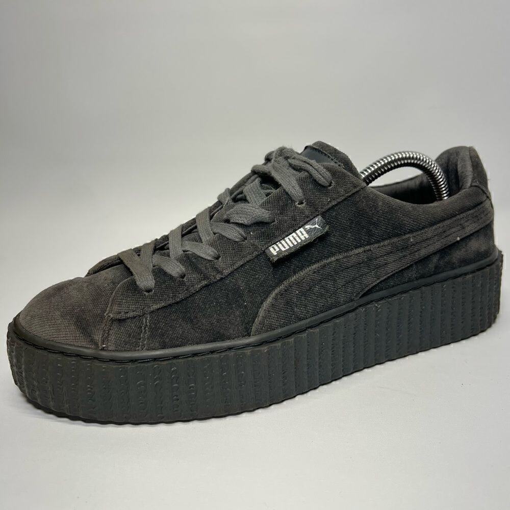Fenty Puma Womens Velvet Creepers Glacier Grey Platform Sneakers 9.5 36446603